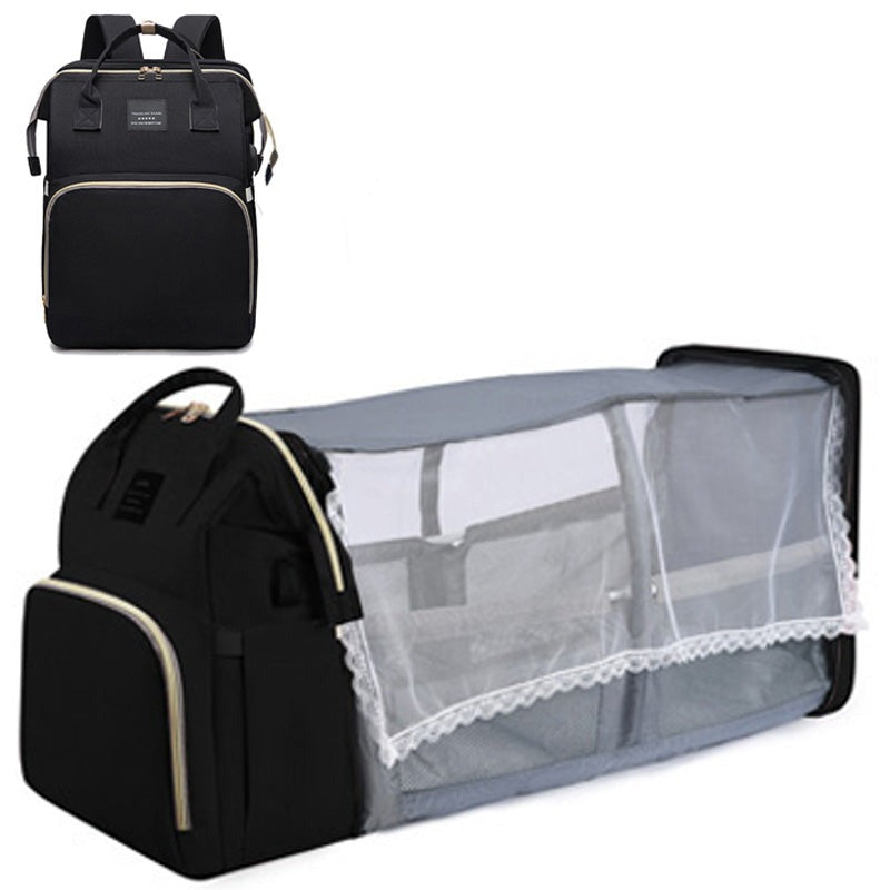 2-in-1-Wickeltasche mit Reisebettchen